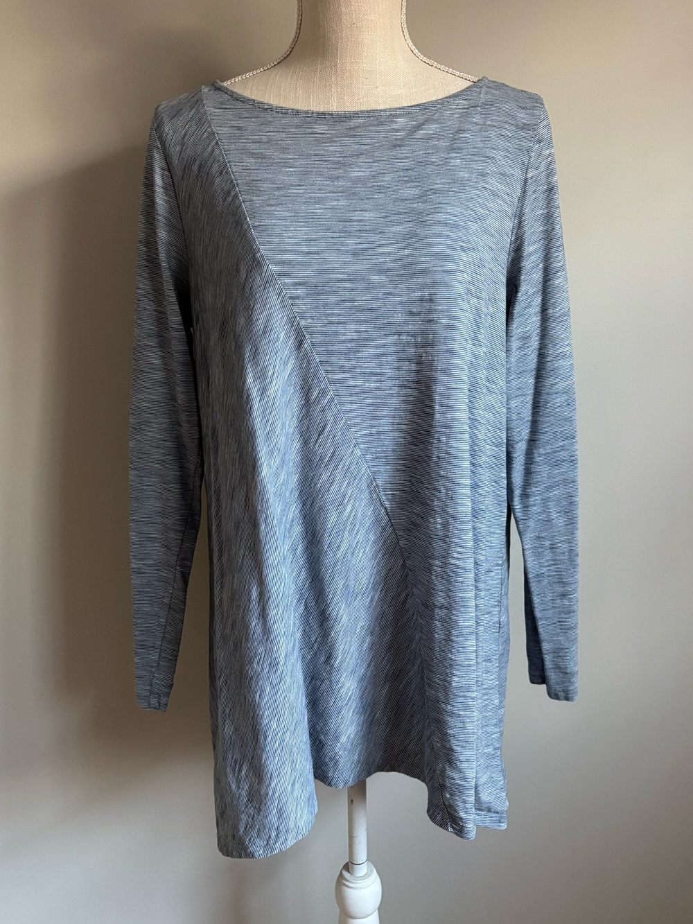 Light Blue Heather Long Sleeve Tunic Top